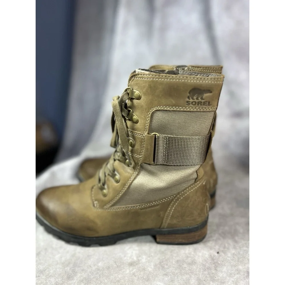 Sorel Emelie II Lace Boots Women's 8.5 Waterproof Leather Brown NL3042